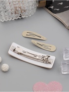 Набор для волос QF «Элери», 4 резинки 6.5 см, автомат 8 см, 2 невидимки 4.5 см, бежевый 10691573