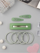 Набор для волос QF «Элери», 4 резинки 6.5 см, заколка - автомат 8 см, 2 заколки 4.5 см, зелёный (комплект 6 шт) - фото 65445427