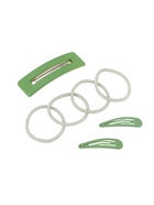 Набор для волос QF «Элери», 4 резинки 6.5 см, заколка - автомат 8 см, 2 заколки 4.5 см, зелёный (комплект 6 шт) - фото 68957564