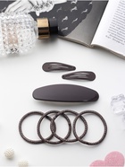 Набор для волос QF «Авиталь», 4 резинки 6.5 см, заколка - автомат 9 см, 2 заколки 4.5 см, коричневый (комплект 6 шт) - фото 64203637