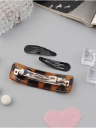 Набор для волос QF «Флоренс лео», 4 резинки 6.5 см, заколка - автомат 9 см, 2 заколки 4.5 см, чёрный, коричневый (комплект 6 шт) - фото 64203642