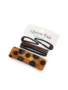 Набор для волос QF «Флоренс лео», 4 резинки 6.5 см, заколка - автомат 9 см, 2 заколки 4.5 см, чёрный, коричневый (комплект 6 шт) - фото 64203644