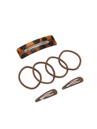 Набор для волос QF «Флоренс лео», 4 резинки 6.5 см, заколка - автомат МИКС 8 см, 2 заколки 4.5 см, коричневый 10691578