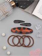 Набор для волос QF «Авиталь», 4 резинки 6.5 см, заколка - автомат 8 см, 2 заколки 4.5 см, чёрный, коричневый - Фото 2