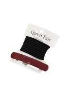 Набор для волос QF «Лилит», 10 резинок 6.5 см, заколка - автомат 9 см, чёрный, бордовый 10691582