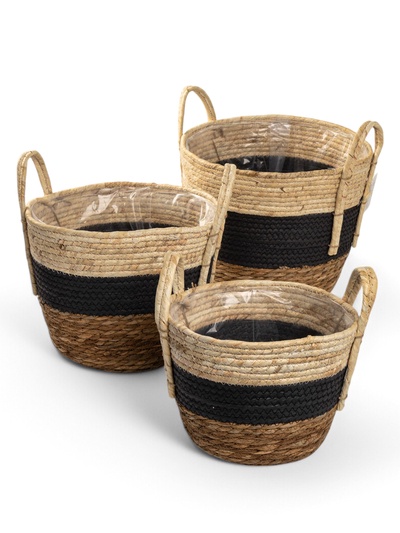 Набор кашпо «Инга», 3 шт., 20.5×25 – 25.5×28 – 27×33 см, синяя полоса