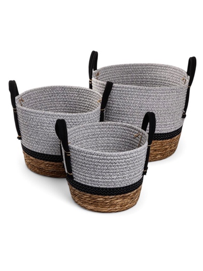 Набор кашпо «Инга», 3 шт., 20.5×25 – 25.5×28 – 27×33 см, серо-бежевое