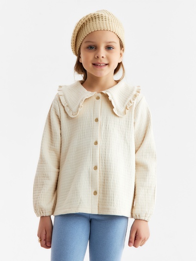 Рубашка для девочки KAFTAN, размер 34 (122-128 см), цвет молочный