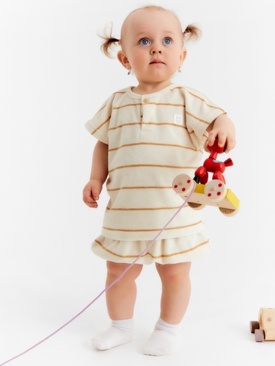 Костюм махровый (шорты и футболка) Крошка Я, рост 74-80 см, молочный