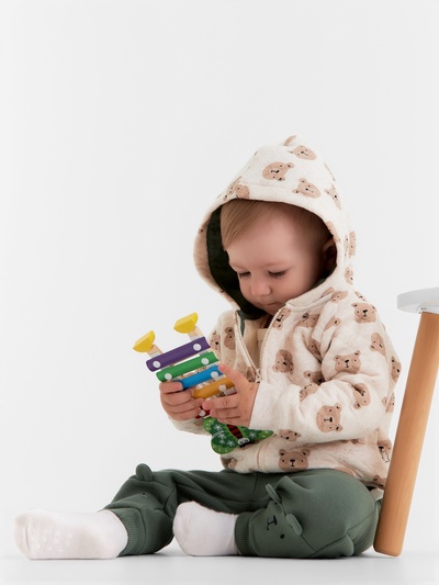 Костюм (джемпер, штанишки, боди) Крошка Я, рост 80-86 см, серый/зеленый