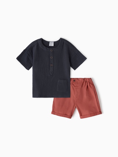 Костюм для мальчика (футболка, шорты) «Крошка Я. Муслин», рост 68-74 см