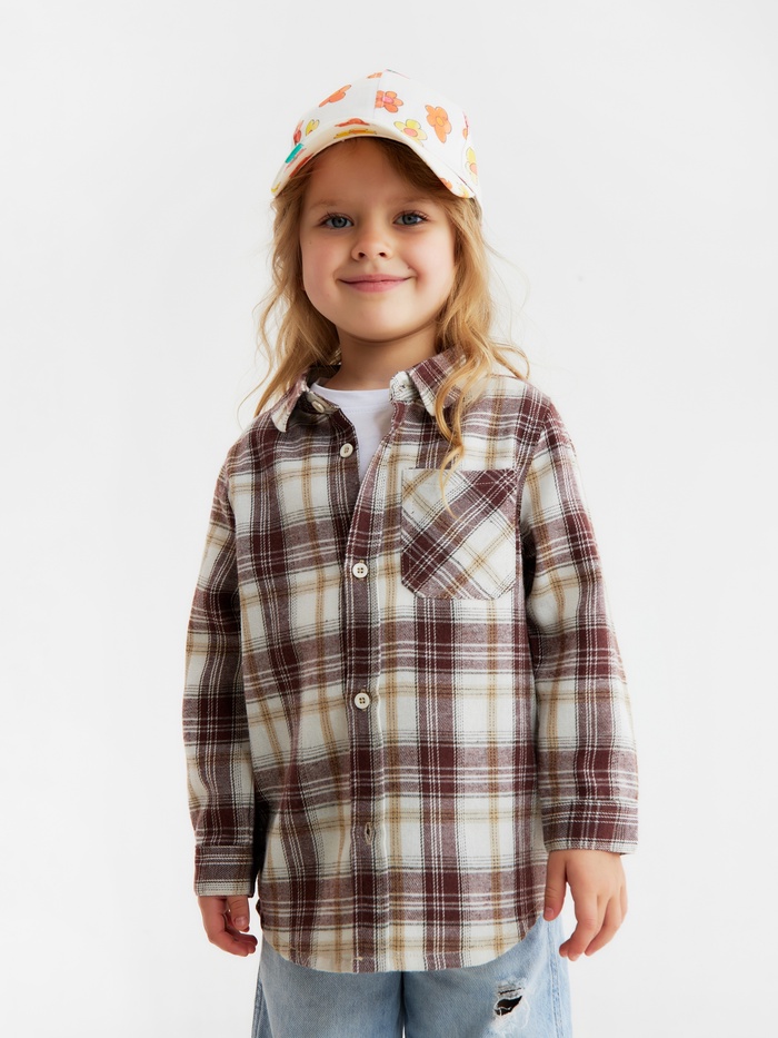 Рубашка детская фланелевая KAFTAN, размер 32 (110-116 см), коричневая - Фото 1