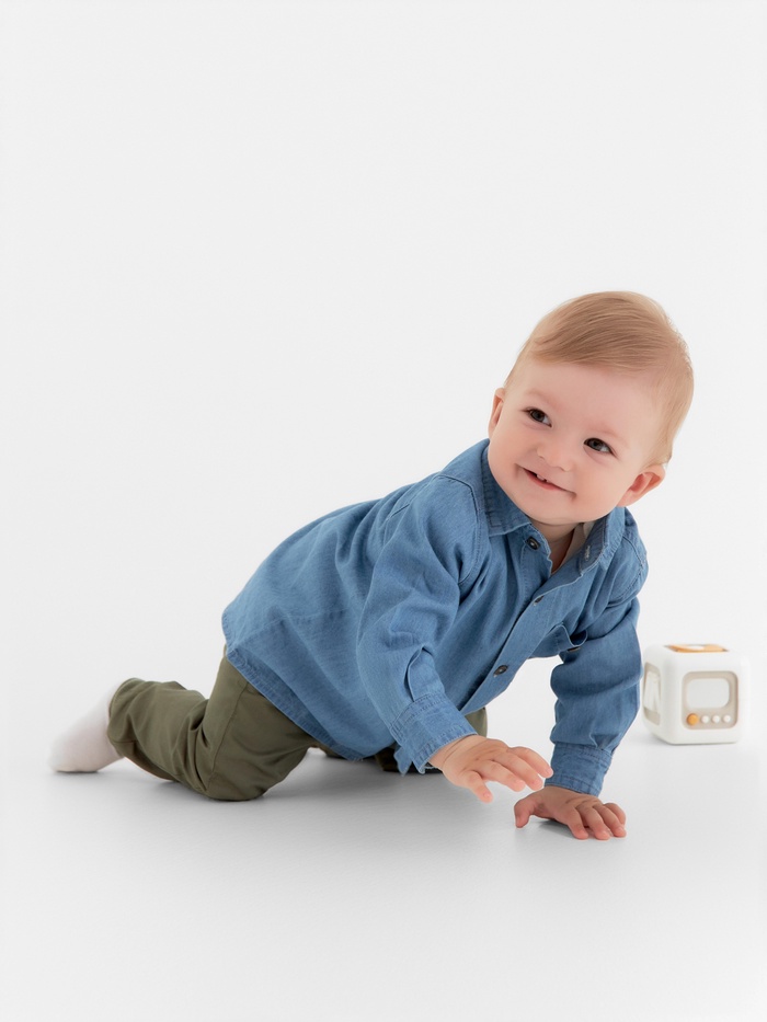 Рубашка джинсовая Крошка Я, рост 86-92 см, голубая - Фото 1