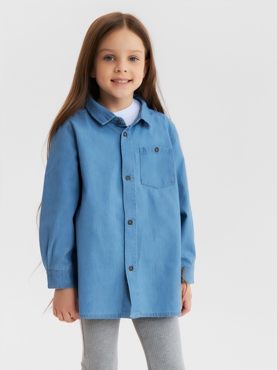 Рубашка детская джинсовая KAFTAN, голубая, размер 32 (110-116 см)