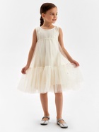 Платье нарядное для девочки MINAKU: PartyDress, молочное, рост 134 см - Фото 6