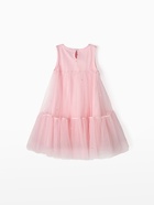 Платье нарядное однотонное для девочки MINAKU: PartyDress, розовое, рост 110 см - Фото 3