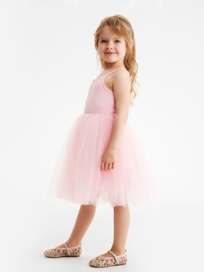 Платье нарядное для девочки MINAKU: PartyDress с пышной юбкой, розовое, рост 80-86 см