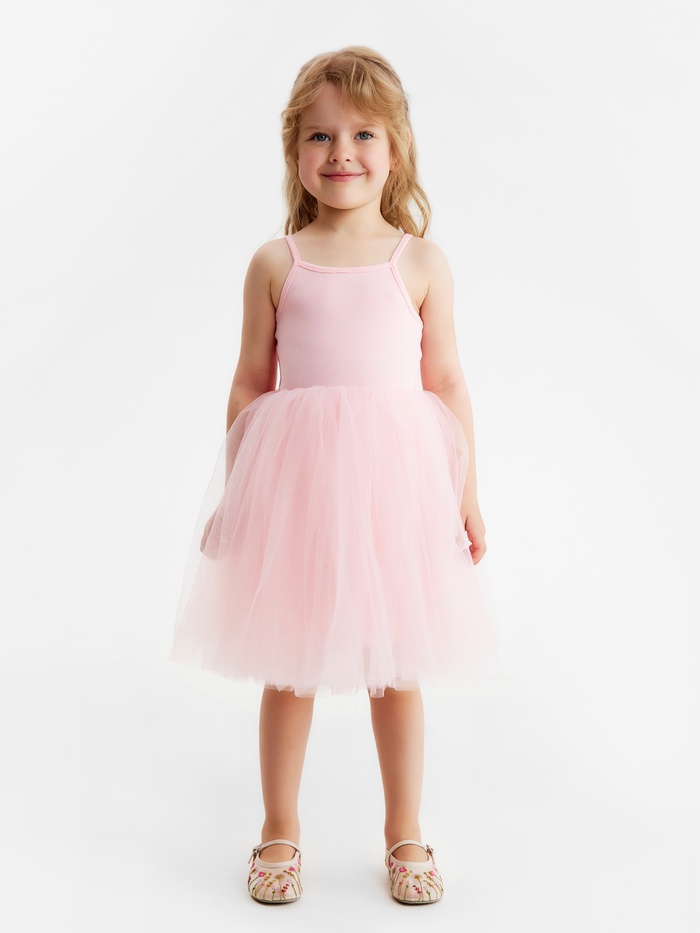 Платье для девочки MINAKU: PartyDress, розовое, рост 128 см - Фото 1