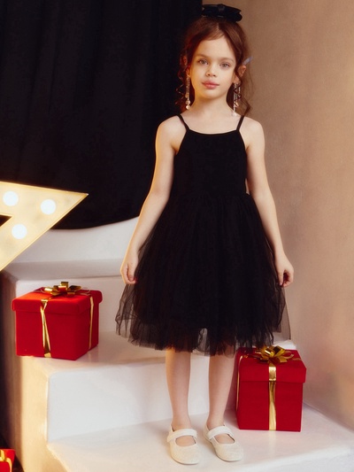 Платье нарядное для девочки MINAKU: PartyDress с пышной юбкой, чёрное, рост 92-98 см