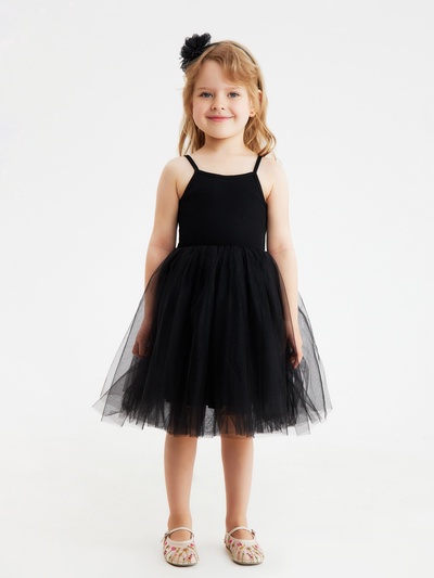 Платье нарядное для девочки MINAKU: PartyDress с пышной юбкой, чёрное, рост 92-98 см