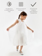Платье для девочки MINAKU: PartyDress, белое, рост 110 см - фото 34612963
