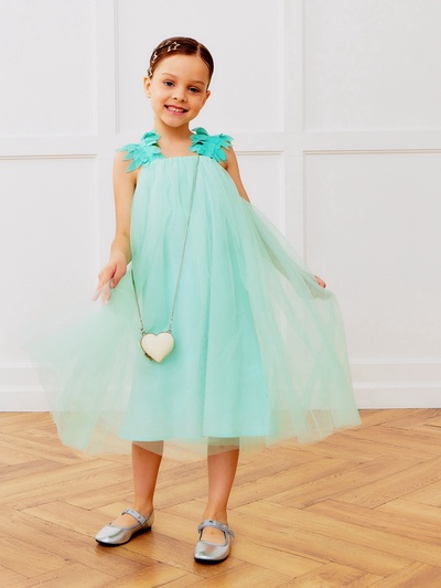 Платье нарядное для девочки MINAKU: PartyDress, цвет мятный, рост 110-116 см