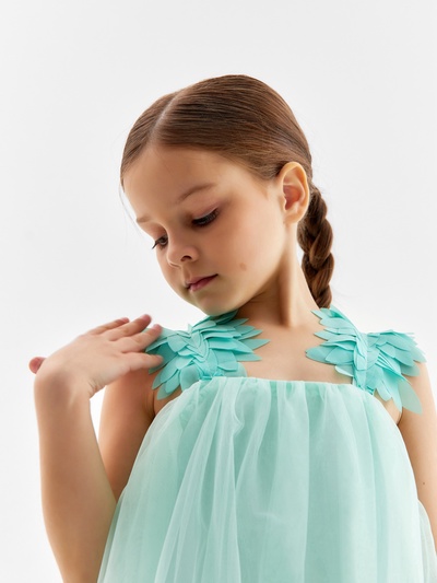 Платье нарядное для девочки MINAKU: PartyDress, цвет мятный, рост 140-146 см