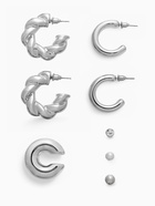 Серьги и кафф QF «Переплетение», набор 8 шт. цвет серебро - Фото 11