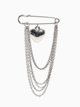 Булавка «Сердце» с цепочками, цвет серебро