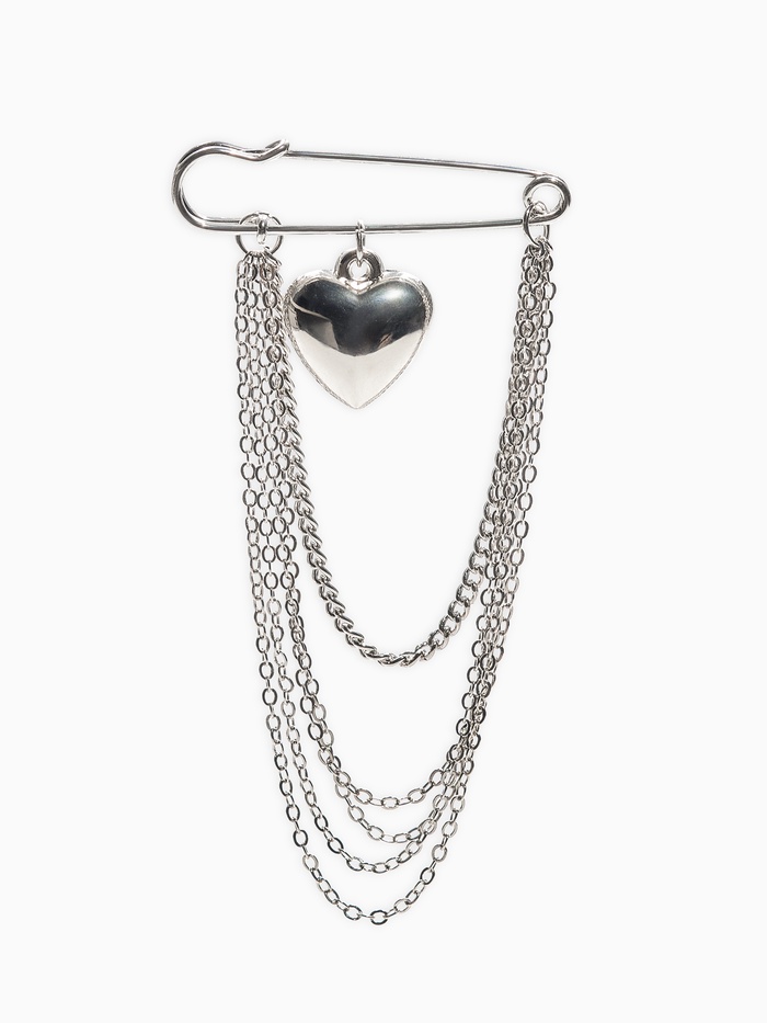 Булавка «Сердце» с цепочками, цвет серебро