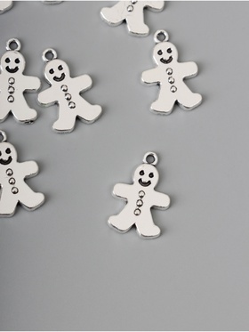 Декор для творчества металл «Имбирный пряник» серебро набор 10 шт. 1.9?1.1?0.2 см (комплект 2 шт)