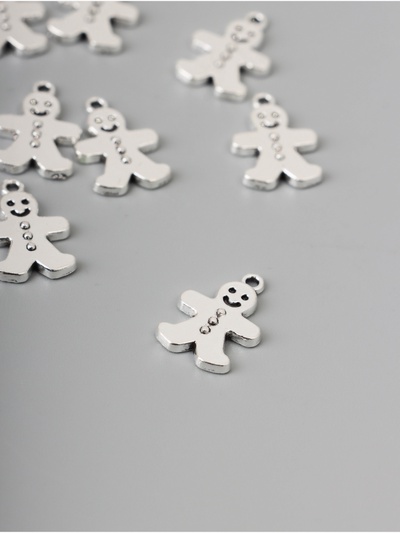 Декор для творчества металл «Имбирный пряник» серебро набор 10 шт. 1.9×1.1×0.2 см