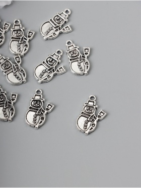 Декор для творчества металл «Снеговик с метёлкой» серебро набор 10 шт. 2.1?1.3?0.2 см (комплект 2 шт)