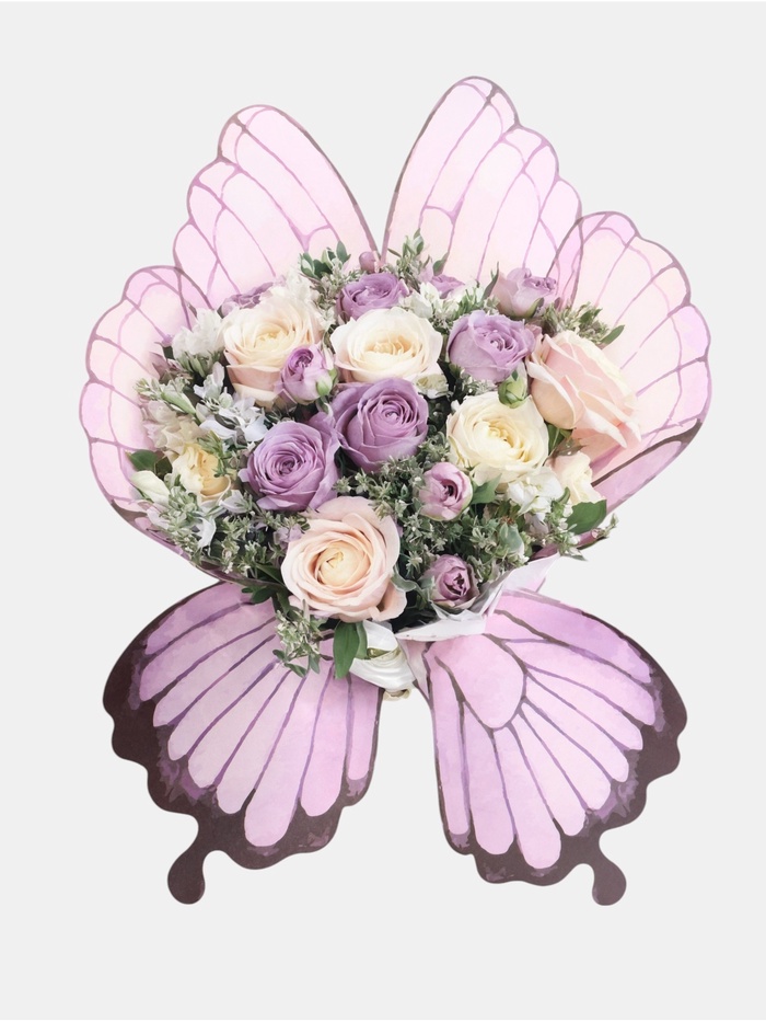 Бумага фигурная для букетов «Крылья бабочки», сиреневая, 50×56 см, набор 10 шт. - Фото 1
