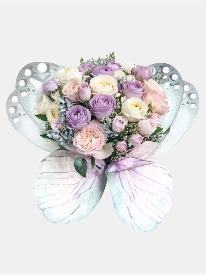 Бумага фигурная для букетов «Крылья бабочки», сиренево - мятный, 52×56 см, набор 10 шт. - Фото 1