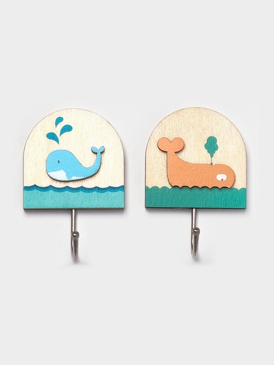Набор самоклеящихся деревяных крючков LaDо́m Wooden animals, 2 шт., 7.8×2.7×5.1 см