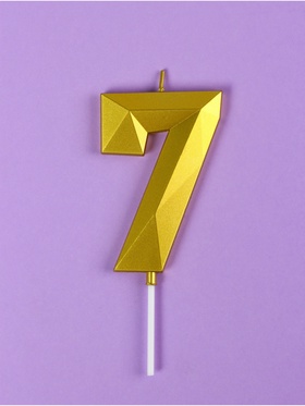 Свеча в торт на шпажке «Грань», цифра 7, золотая, 9 см, ГИГАНТ