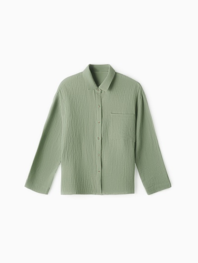 Рубашка из муслина для девочки KAFTAN, зелёная, рост 134 см