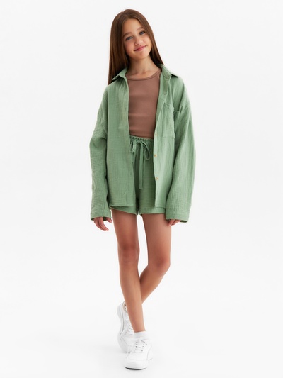 Рубашка из муслина для девочки KAFTAN, зелёная, рост 158 см