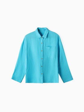 Рубашка из муслина для девочек KAFTAN, рост 146 см, голубая 9939417