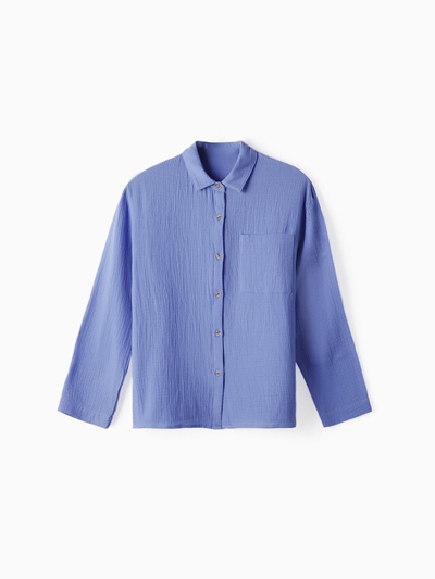 Рубашка из муслина для девочки KAFTAN, синяя, рост 134 см