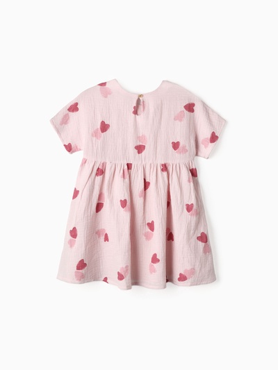 Платье из муслина для девочки KAFTAN «Сердечки», розовое, рост 122 см