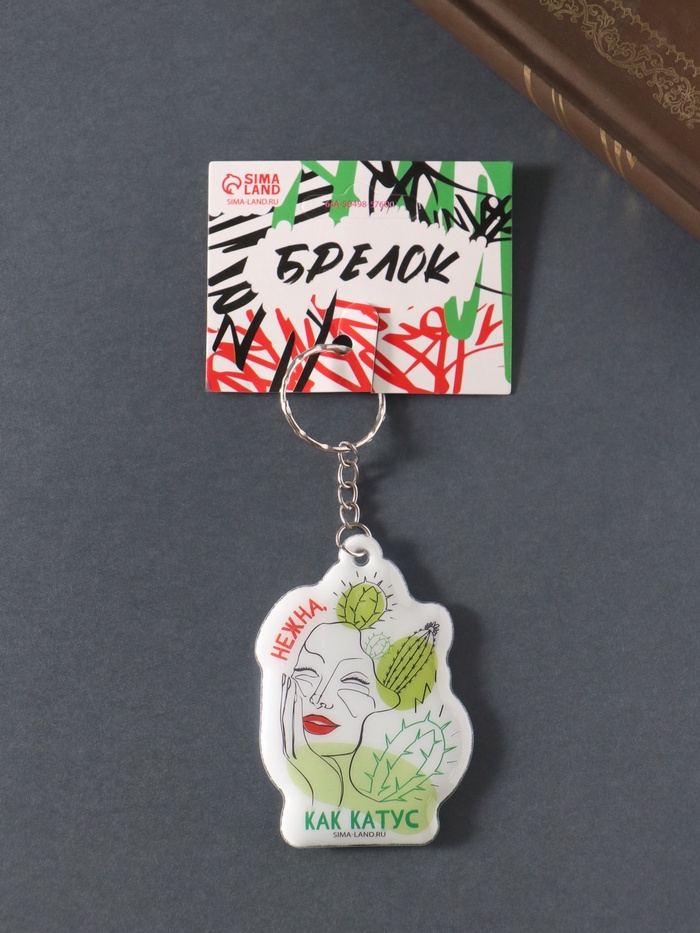 Брелок для ключей на кольце «Нежна, как кактус», мягкий ПВХ, 4.5×6.5 см - Фото 1