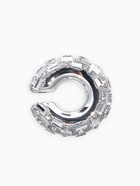 Серьга кафф «Бублик», крупные стразы, белые в серебре - Фото 1