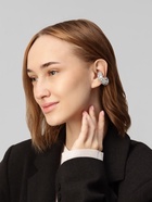 Серьга кафф «Бублик», крупные стразы, белые в серебре - Фото 8