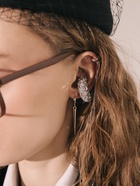 Серьга кафф «Бублик», крупные стразы, белые в серебре - Фото 2