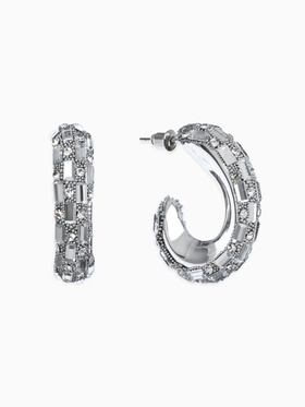 Серьги со стразами QF «Блеск» прямоугольники, 3.5×3×1 см, белый в серебре  (артикул 10826485)  большой выбор товаров оптом и в розницу по низким ценам с доставкой