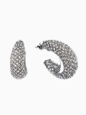 Серьги со стразами «Блеск» кольца, белые в серебре