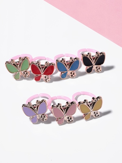 Кольцо детское Выбражулька «Бабочка», эмаль, безразмерное, цвет МИКС