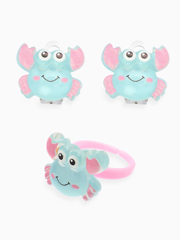 Набор детский «Выбражулька» 2 предмета: клипсы, кольцо, краб, голубо-розовый - Фото 1